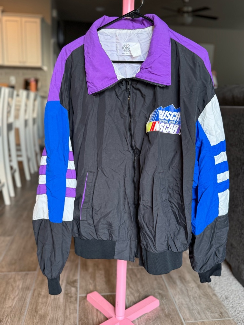 Vintage Busch NASCAR Colorblock Racing Jacket - Black, Purple, Blue
